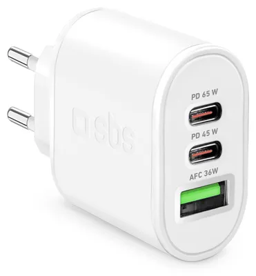 Produktbild von SBS PD Reiselader 65W 2x USB-C/1x USB weiß