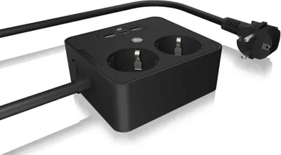 Zdjęcie produktu dla Podwójne gniazdo IcyBox z ładowarką USB do montażu na stole lub ścianie