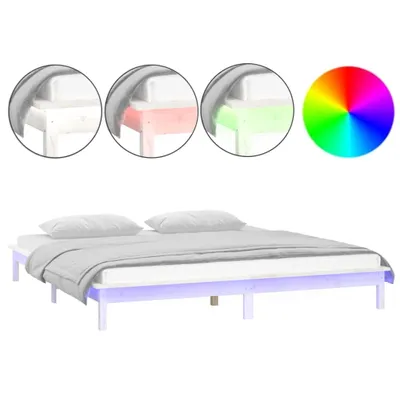 Obrázek produktu pro Rám postele s LED světlem bílý 120 x 200 cm masivní dřevo