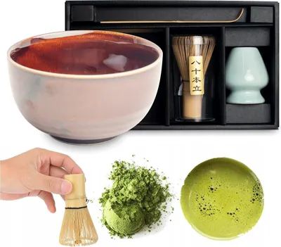 Produktbild von Matcha Set 4 tlg. Original japanische Matcha Schale mit Besen & Löffel Uzu
