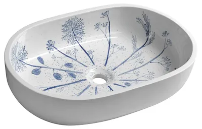 Produktbild von Sapho PRIORI Keramik-Waschtisch 60x40cm, Weiß mit blau Muster