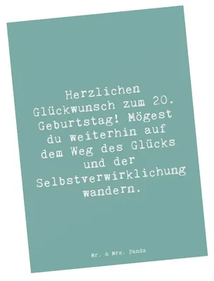 Produktbild von Mr. & Mrs. Panda Postkarte Spruch 20. Geburtstag Glückspfad - Meeresbrise - Geschenk, Grußkarte, kunstkarte, liebevoll, Abenteuer, Postkarten, Ansichtskarte, Glückwunsch