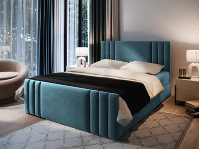 Produktbild von Masseno Boxspringbett KANES 140x200 cm Komplett-Set mit Bonell Matratze und Topper, Polsterbett mit Bettkästen -Blau, CASABLANCA 13