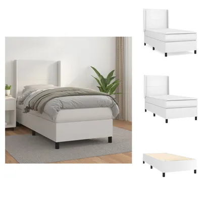 Productafbeelding van vidaXL Boxspringbed met matras, wit, 80x200 cm, kunstleer - Bedden & bedbodems