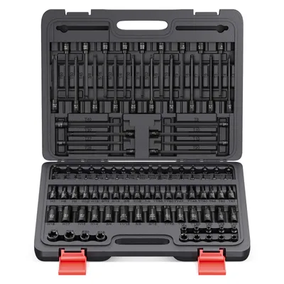 Produktbild von Bit und Steckschlüsselset 107 tlg. Steckschlüssel Satz, 1/4", 3/8", 1/2" Antrieb
