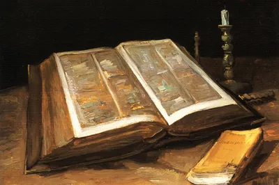 Zdjęcie produktu dla Vincent Van Gogh Art Print Obraz - Martwa natura z Biblią, 1885 (80 x 120 cm)