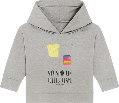 Produktbild von Mr. & Mrs. Panda Organic Baby Hoodie Toast Marmelade 12. - 18. Monat - Heather Grey - Geschenk, Lustige Sprüche, Küche Spruch, Brot, Toastbrot, Kapuzenshirt, Süß