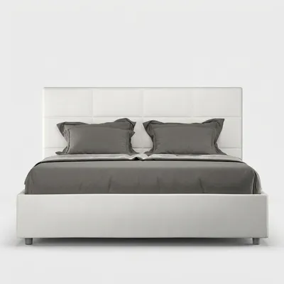 Produktbild von Doppelbett mit Bettkasten 160x190cm Kunstleder-Design Weiß Mika