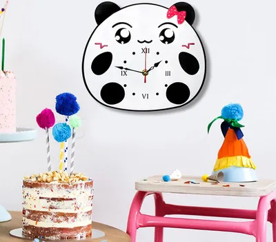 Image de Horloge murale moderne de style simple, mignon dessin animé panda modélisation chat horloge murale salon chambre d'enfant horloge murale acrylique muette, 19×29,5 cm