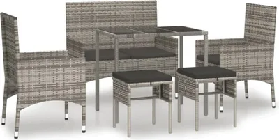 Image de vidaXL Ensemble salon de jardin 6 pièces avec coussins Gris Poly rotin