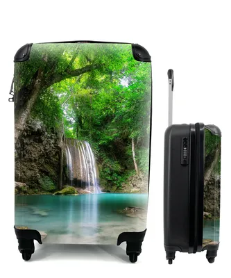 Produktbild von MuchoWow® Koffer Handgepäck Trolley Rollkoffer Kleine Reisekoffer mit 4 Rollen - Dschungel - Wasserfall - Pflanzen - Wasser - Natur - Cabin Size < 55x40x23 cm & 55x40x20 cm - Fotokoffer - Kabinenkoffer - Boardgepäck - Reise-Box - Reisekoffer - Reisegepäck - Koffer mit Bild - Trolley für Kinder
