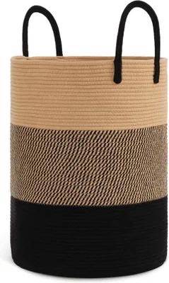 Produktbild von Korb aus Baumwolle und Rattan, 38 x 50 cm, für Bad, Wohnzimmer und Kinderzimmer