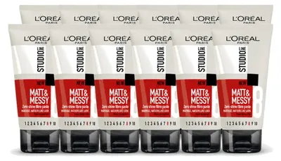 Zdjęcie produktu dla 12 sztuk produktu L'Oréal Paris Studio Line Matt & Messy Fibre Paste - 150 ml - zestaw ekonomiczny