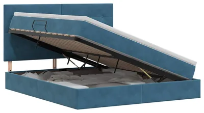 Obrázok produktu pre vidaXL Úložná posteľ s matracom tmavomodrá 140 x 200 cm zamatová