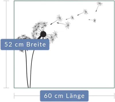 Produktbild von Herdabdeckplatte Abdeckung Glaskeramikkochfeld Abdeckplatte 1-Teilig 60x52 Pusteblume Glas