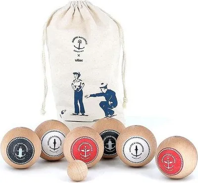 Produktbild von Vilac Holz-Petanque-Spiel Marine - Kinderspiel mit Seemannstasche