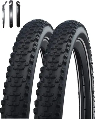 Image de maxxi4you 2 x Schwalbe Smart Sam Plus DD ADDIX Performance Line Noir/Réflex 60-584 (27,5 x 2,35") avec démonte-pneu maxxi4you
