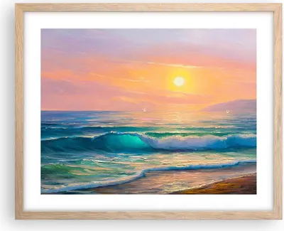 Produktbild von Gerahmtes Poster - Rahmen in heller Eiche - Meer Welle Ufer - 50x40 cm - Wand Bild - Wanddeko - Wandbilder - Kunstposter - Wandposter - Bilderrahmen - Bilder - Kunstdruck - Wandbild - P2NAA50x40-3915