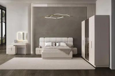 Immagine prodotto di Set camera da letto beige Elegante letto Armadio in legno Toeletta
