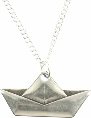 Produktbild von Miniblings Papierschiff Segelschiff Halskette 45cm Segelboot Origami gefaltet