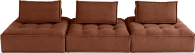Image de Lisa Design Marisol - canapé modulable droit 3 places - velours texturé , Terracotta