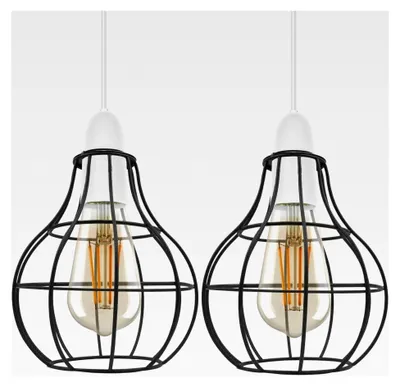 Produktbild von Vintage-Lampenschirm aus Metall, Retro, geometrisch, industriell, Drahtkäfig, 2er Set