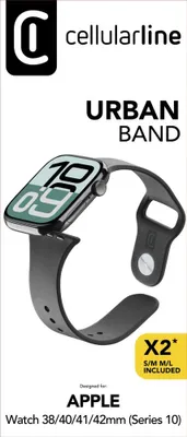 Produktbild von Cellularline Urban Band - Apple Watch 38/40/41/42 (Series 10/11) mm Silikonarmband für Apple Watch, Band, Smartwatch, Schwarz, Apple, Watch 38/40/41 mm, Silikon