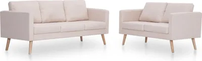 Immagine prodotto di vidaXL Set divano 2 pezzi in tessuto bianco crema