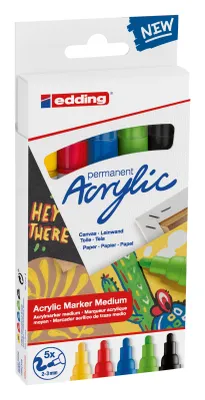 Produktbild von Edding 5100, 5 Stück(e), Schwarz, Rot, Blau, Gelb, Grün, 2 mm, 3 mm, 175 mm, 80,5 mm