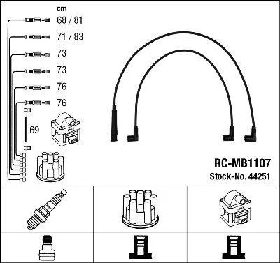 Image de Jeu de câbles d'allumage 9 câbles noirs NGK pour, entre autres, MERCEDES-BENZ CLASSE S
