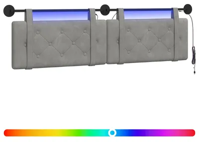 Produktbild von Hängendes Kopfteil Mit LED Licht Hellgrau Samt