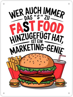 Produktbild von Fast Food - FAT FOOD Metallschild XL in 21x28 cm für Burger Fans