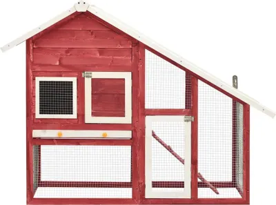 Obrázok produktu pre vidaXL Králikáreň červeno-biela 140x63x120 cm Jedľový masív
