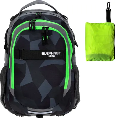 Produktbild von Schulrucksack Elephant Hero Signature Rucksack Schulmappe Schultasche Jungen 12770 Cyber Camo Grün + Regencover