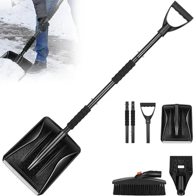 Image de Pelle à neige de 112 cm, en aluminium et acier, avec manche en forme de "D", démontable en 3 parties, pour automobile