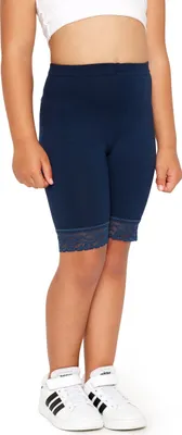 Image de Leggings courts pour fille Merry Style avec dentelle - Leggings en viscose pour fille MS10-434 (bleu marine, 134)