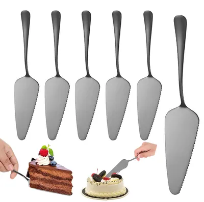 Tortenheber-Set, 6 Stück, Edelstahl, schwarz, 22,5 cm, gezackt
