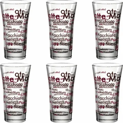 Image de montana : :enjoy Tasses à latte macchiato, lot de 6, tasses à café, tasses à café, verres à café, tasses en verre, verres, 190 ml, 065038