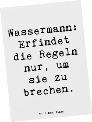Produktbild von Mr. & Mrs. Panda Postkarte Spruch Wassermann Freigeist - Weiß - Geschenk, unabhängig, Regelbruch, Unabhängigkeit, Tierkreiszeichen, bildkarte, Geschenke Astrologie