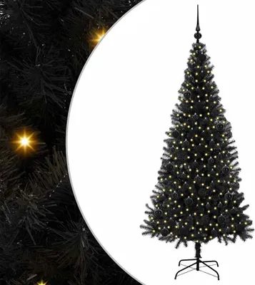 Produktbild von vidaXL Weihnachtsbaum mit 300 LEDs mit Ständer Schwarz 180 cm PVC