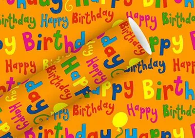 Produktbild von Geschenkpapier Happy Birthday bunt tangerine 2 m