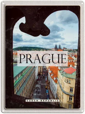 Produktbild von vianmo Blechschild 40x30 cm Prague Altstadt Tschechien Bildmotiv Reisemotiv Abenteuer Reisen Straße Stadt Urlaub
