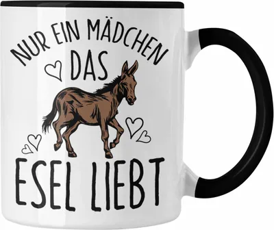 Produktbild von Trendation - Lustige Esel-Tasse Geschenk für Mädchen, die Esel lieben "Nur Ein Mädchen Das Esel Liebt" (Schwarz)