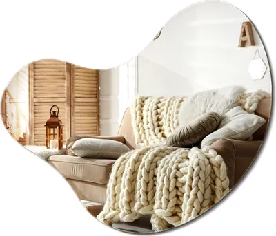 Obrázok produktu pre Dekoratívne zrkadlo nepravidelného tvaru - závesné zrkadlo do obývačky v spálni - v štýle boho loft - 67x67 cm