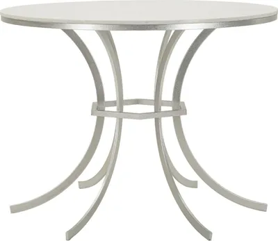 Image de Table de salle à manger Tavolo 100 x 100 x 76.5 cm Métal Marbre Argenté Blanc