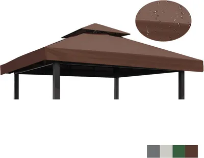 Produktbild von （Dunkelbraun）Ersatzdach Doppeltop für Pavillon Wasserdicht Pavilliondach Anti-UV Pavillon Dach PA-beschichtet Pavillondach Ersatzbezug für Yard Patio Garden Canopy Sunshade