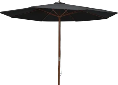 Immagine prodotto di vidaXL Ombrellone con asta in legno 350 cm nero