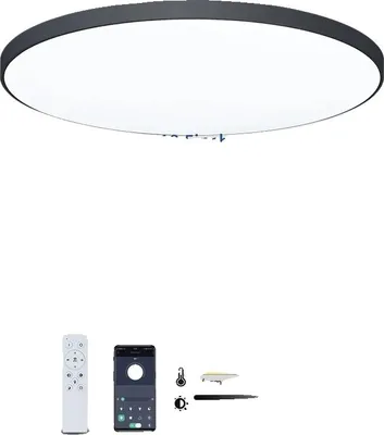 Image de Plafonnier, Smart Control, dimmable, design moderne, noir (18.50inch)