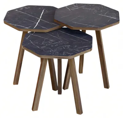 Produktbild von Elegantes schwarzes Couchtisch-Set aus Holz im modernen Stil