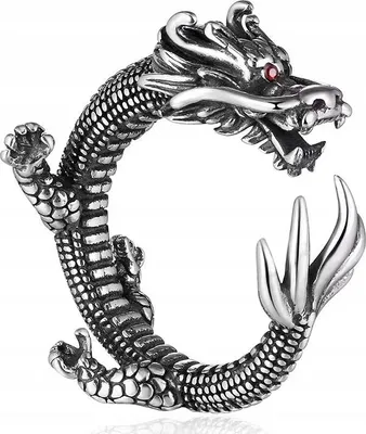 Produktbild von RING Trauring DRACHE SIEGELRING VERSTELLBAR Vintage SILBER METALL UNI